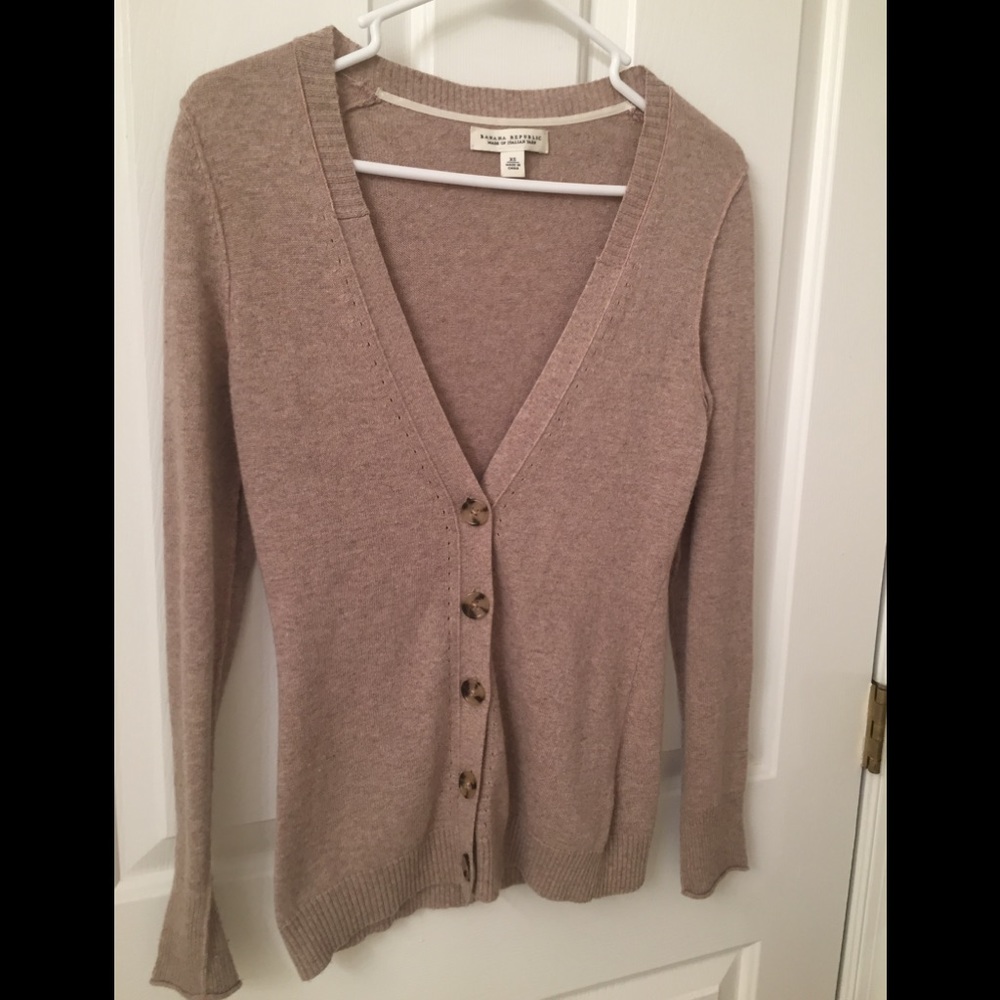 Banana Republic beige merino wool cardigan